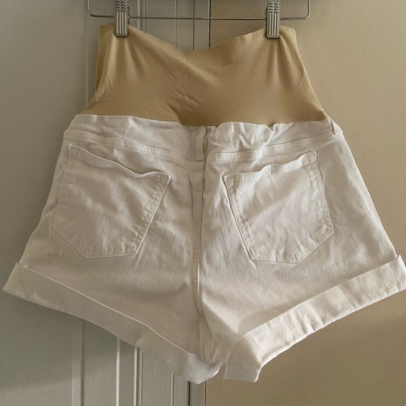 aglow Maternity Size 16 Shorts full coverage belly band White Denim - Picture 2 of 7